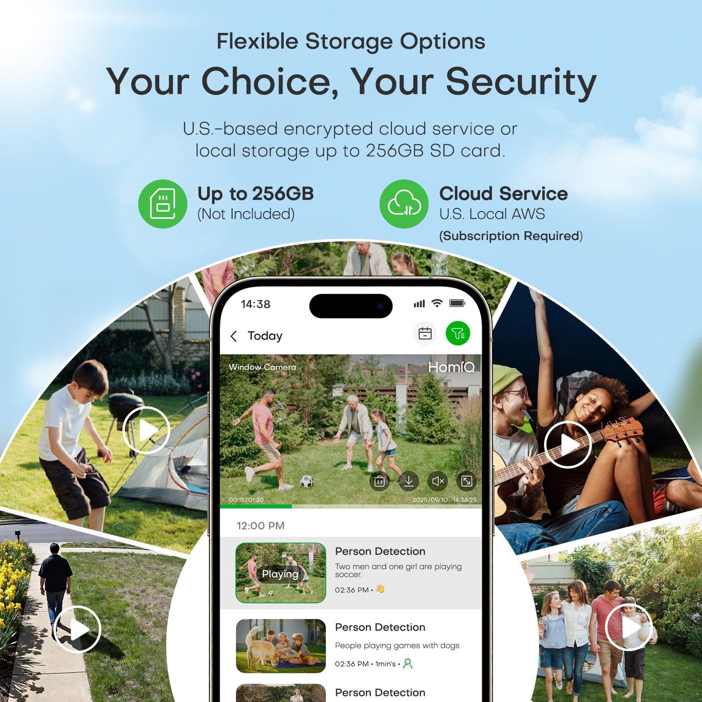 HomiQ 5MP 3K Window Camera for Home Security, 5G&2.4Ghz WiFi Human Detection Alert, AI Full Color Night Vision with Anti-Glare-Reflection 24/7 Events
