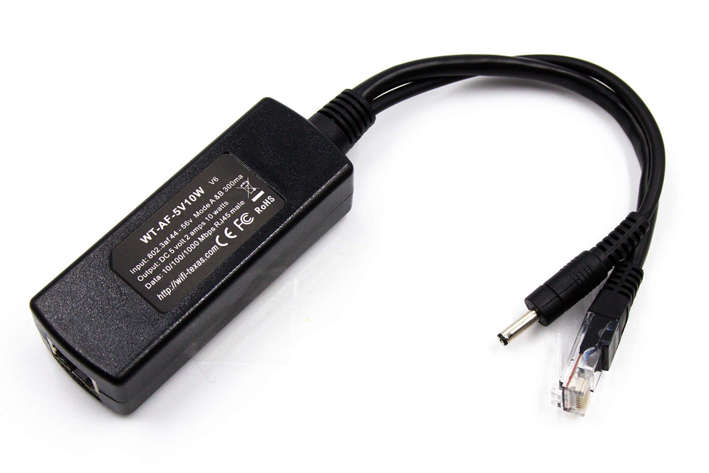 PoE Texas 802.3af Power Over Ethernet PoE Splitter with 5 Volts 10 Watts Output - for 5V Non-PoE Security Camera and Devices Like Foscam, Sonoff