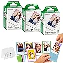 Fujifilm Mini Instax Films + Colored Magnet Photo Frames + Quality Photo Microfiber Cloth (50 Prints)