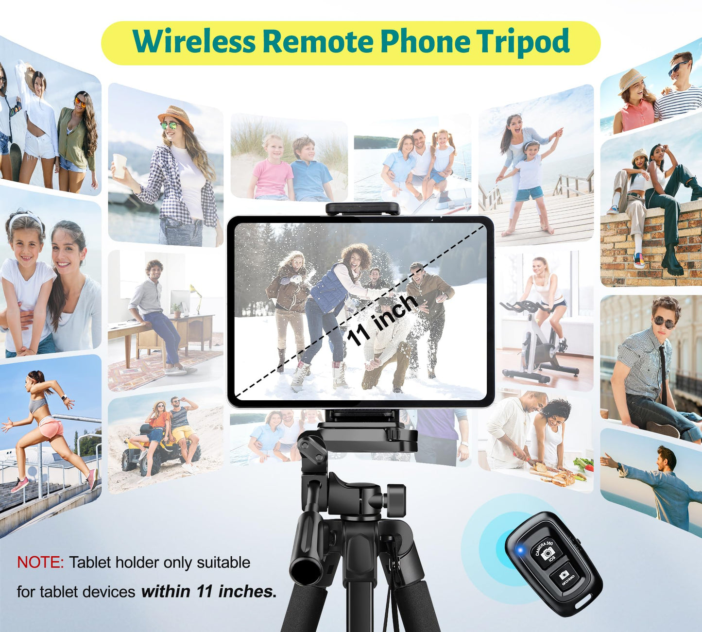 JOILCAN Phone Tripod, 67" Camera Tripod Stand for iPhone iPad, Professional Aluminum Travel Tripods with Wireless Remote and Carry Bag for Cellphone