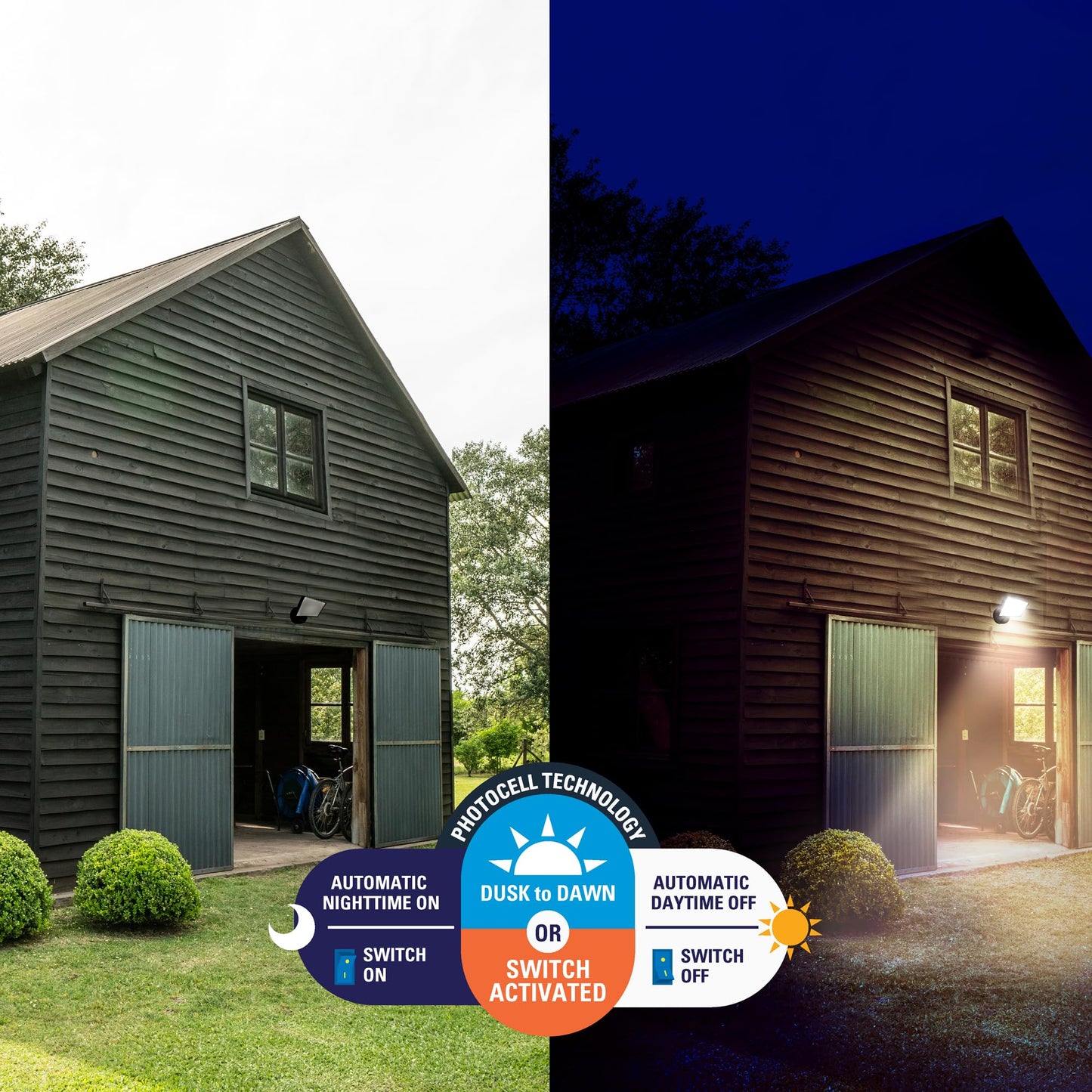 HALO FGS Outdoor LED Security Floodlight, 120V w/Selectable CCT & Lumens, Dusk to Dawn, Wall or Eave Mounting - Bronze FGS30CLD2DB