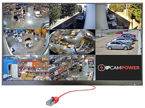 IPCamPower 21.5" POE-Powered CCTV Spot Monitor with Integrated 8 Channel IP Camera Decoder, Compatible w/Most IP Camera Manufacturers, Built-in