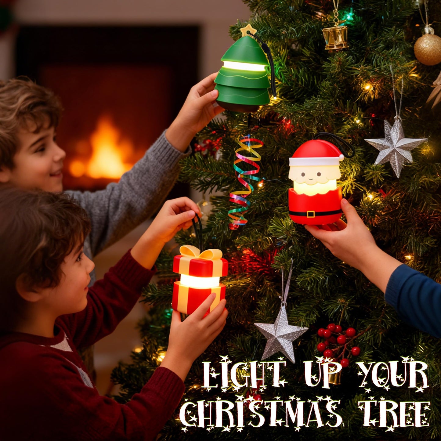 Christmas Gift EverBrite Santa Claus Lantern 3 Pack, 5 Light Modes Holiday Decoration Presents for Women and Men, AAA Batteries Contained Stocking