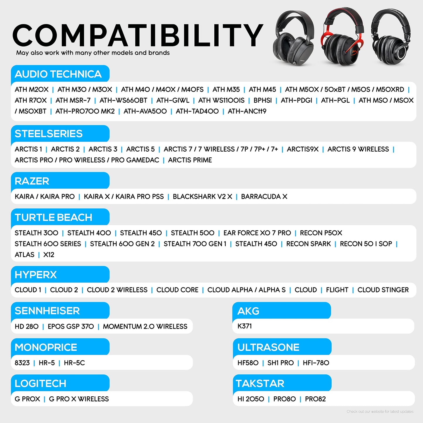 Velor Replacement Ear Pads for HyperX Cloud & Alpha, ATH M50X, Steelseries Arctis, Logitech G Pro & More Headphones, Soft Velour, Memory Foam & Long