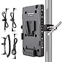 KOERTACOO V-Mount Lock Battery Plate Power Supply Adapter + Super Clamp for Lighting Stand,Tripod, Support Rod.with D-TAP/DC/USB Power Output
