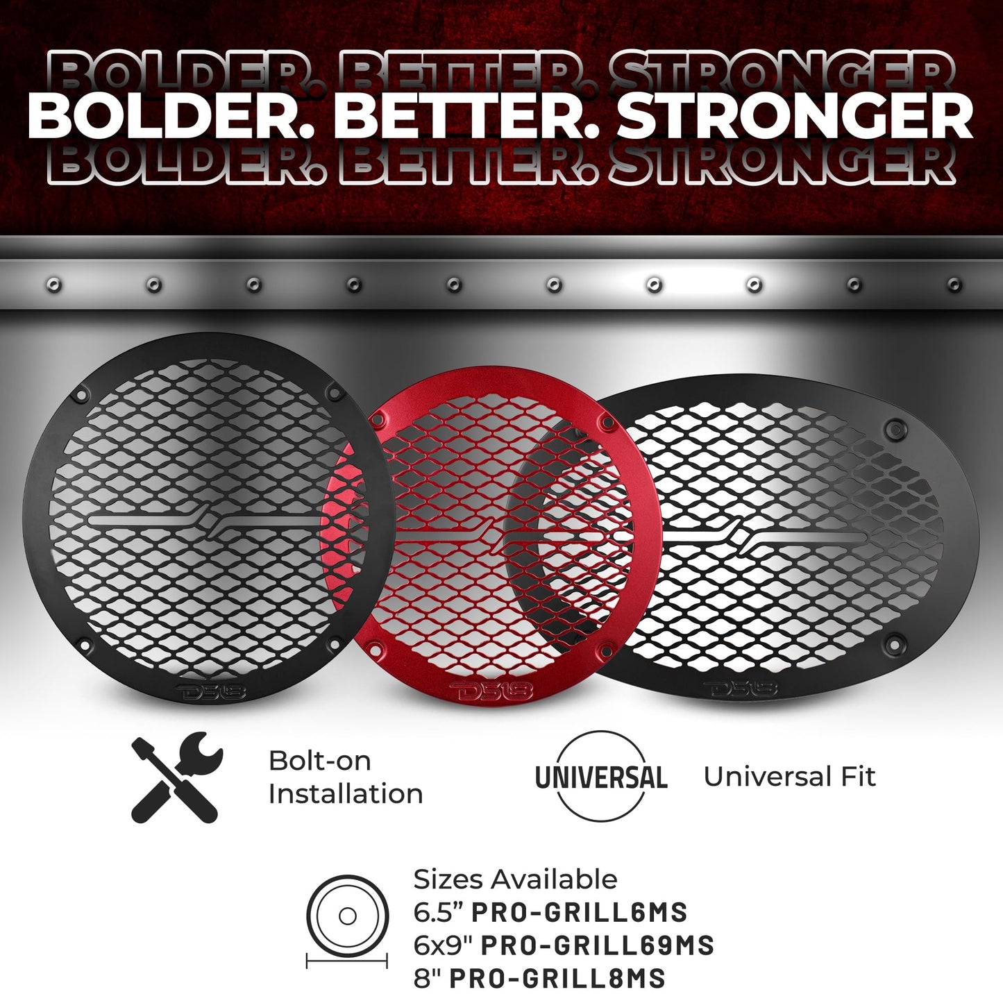 DS18 PRO-GRILL6MS/BK PRO 6.5" Slim Metal Mesh Speaker Grill - Universal Fit 6.5 inches - Protective Speaker Cover Mesh - Protect Your Speakers - Black