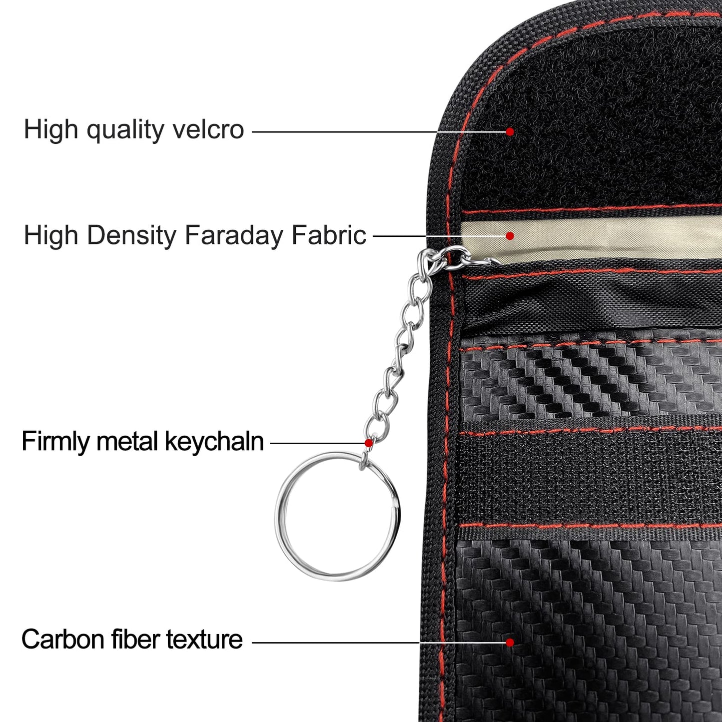 AtfArt 2 Pack Faraday Signal Lsolating Pouch with Hook Securing Keyring Signal Suppression Pouch for Car Keys Anti-Theft Keyless Entry Faraday Bag