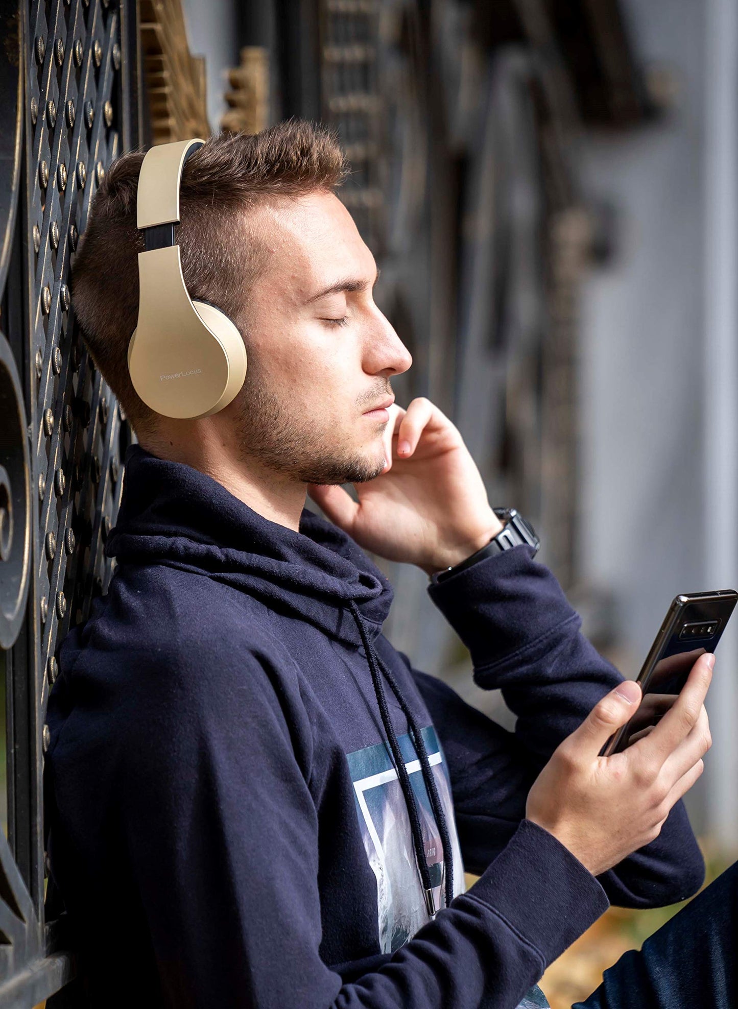 PowerLocus Wireless Bluetooth Over-Ear Stereo Foldable Headphones, Wired Headsets Rechargeable with Built-in Microphone for iPhone, Samsung, LG, iPad…