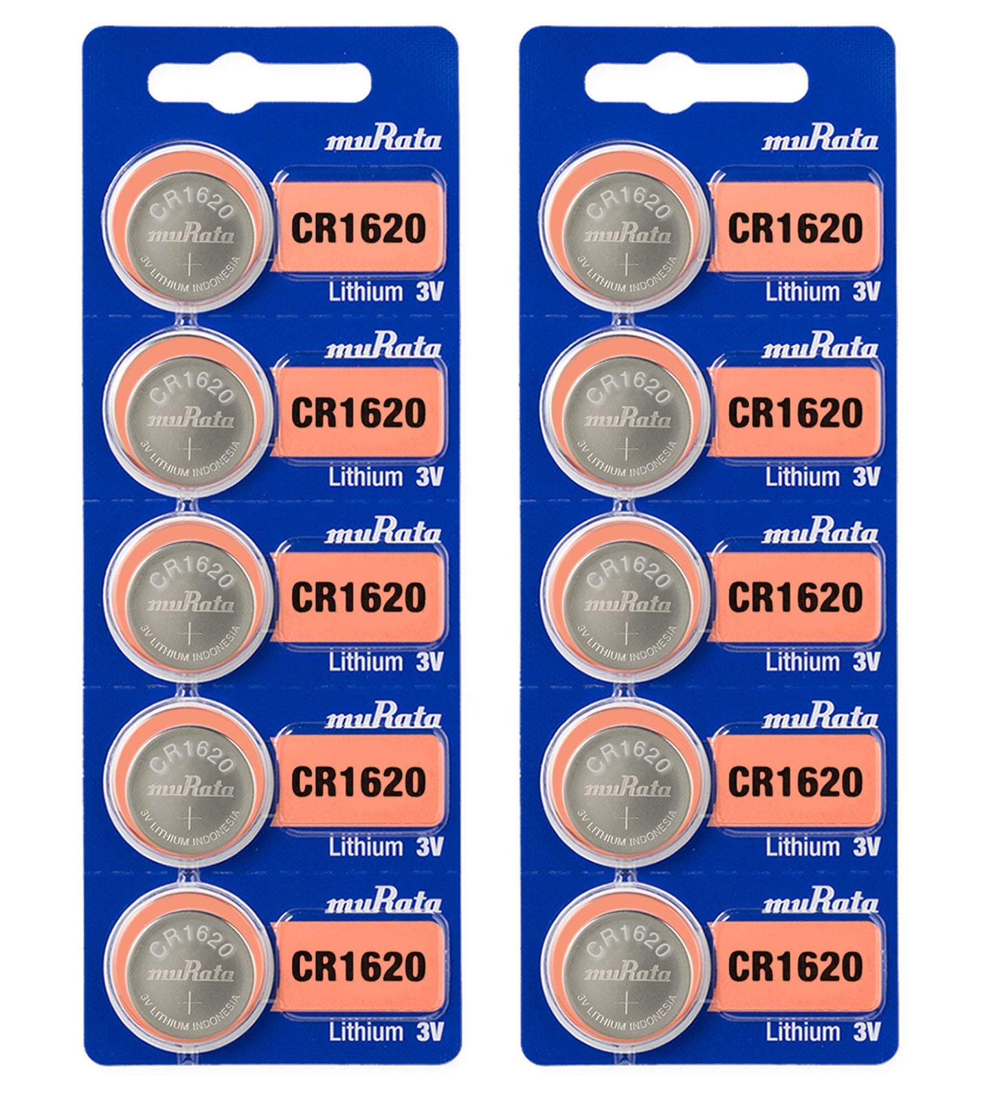 Murata CR1620 Battery DL1620 ECR1620 3V Lithium Coin Cell (10 Batteries)