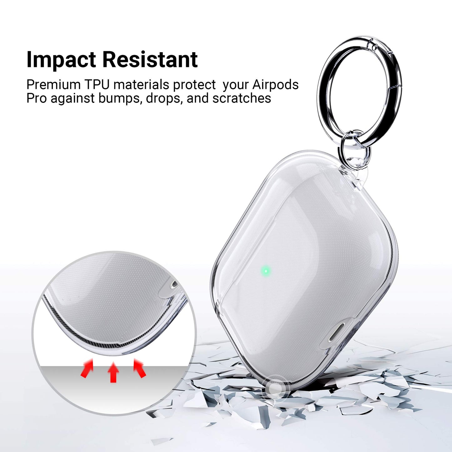 ULAK Compatible with Airpods Pro Case 1st Generation Clear, Designed Protective Cover Soft TPU Transparent Shockproof Case Accessories Keychain