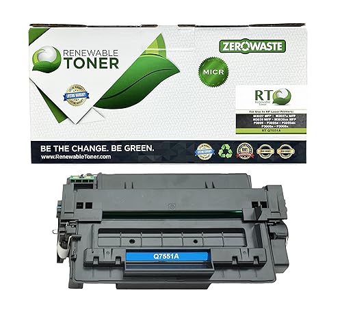Renewable Toner 51A Compatible MICR Toner Cartridge Replacement for HP Q7551A Laser Printers P3005 M3027 M3035