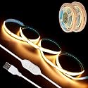 XINGZHI 5V USB LED Strip Lights, 3.28FTx2 3Key COB Light Strip Warm White, Short LED Strip Light, Flexible Bright 5V Led Strip for Under Cabinet