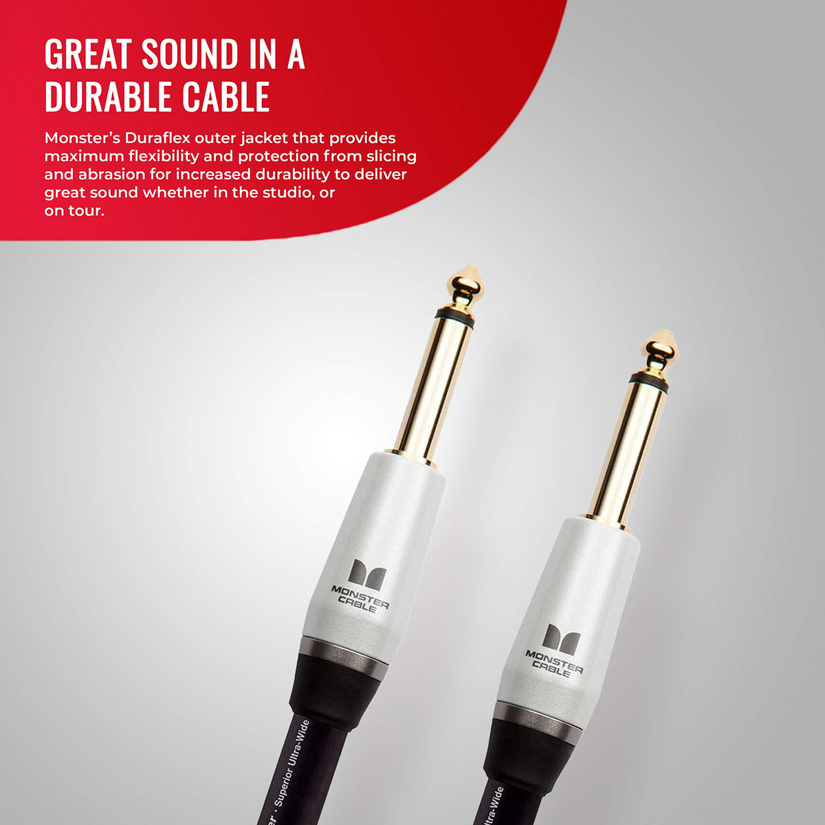 Monster Prolink Studio Pro 2000 1/4 Inch TS to 1/4 Inch TS Speaker Cable, 6 Foot, Male to Male Audio Cable for Amplifier, Guitar, Instrument, and Speaker Connections