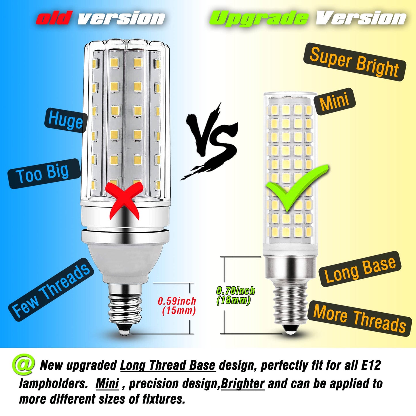 ALIDE E12 C7 10W 6000K LED Candelabra Bulbs 100w Equivalent, 5Pack