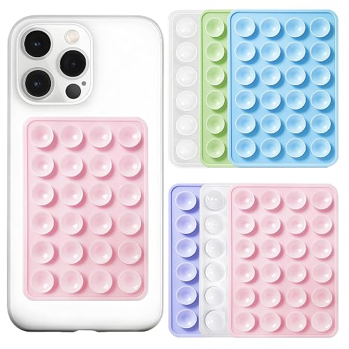 Anteel 6 Pack Silicone Suction Phone Case Adhesive Mount, Strong Grip Holder for Selfies and Tiktok Videos, Hands-Free Sticky Phone Grip for iPhone