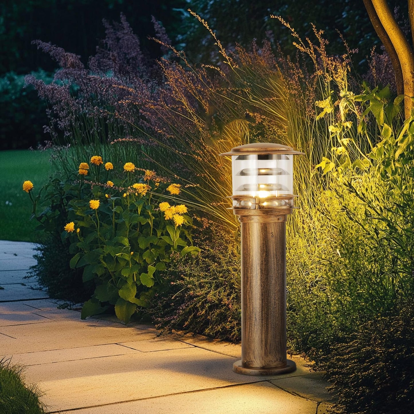SLAWA Outdoor Post Caps Lights Aluminum Landscape Pathway Lamps With Acrylic Shade Waterproof Column Pillar Lamps Fence Deck Bollard Lighting Cylinder