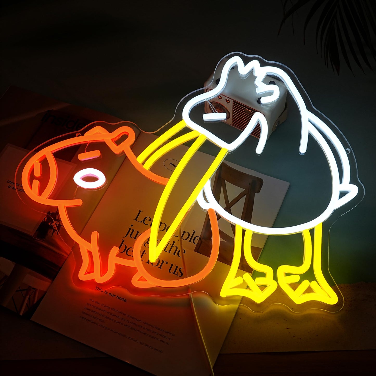 LISIGNVE Capybara Pelican Neon Sign for Wall Decor Funny Capybara Led Neon Light Sign Pelican Neon Light for Children's Room Kindergarten Bedroom Zoo
