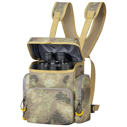 OCKLILY Binocular Harness Chest Pack - Lightweight Binocular Case with Rangefinder Pouch & Waterproof Rain Cover - for Hunting, Birdwatching,