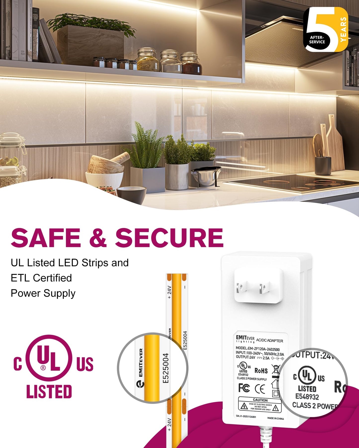 EMITEVER COB LED Strip Lights Kit,4000K Neutral White with Remote & 24V Power Supply,32.8ft Dimmable Tape Lights,High Density 3200LEDs,450+Lumens/m,Ra