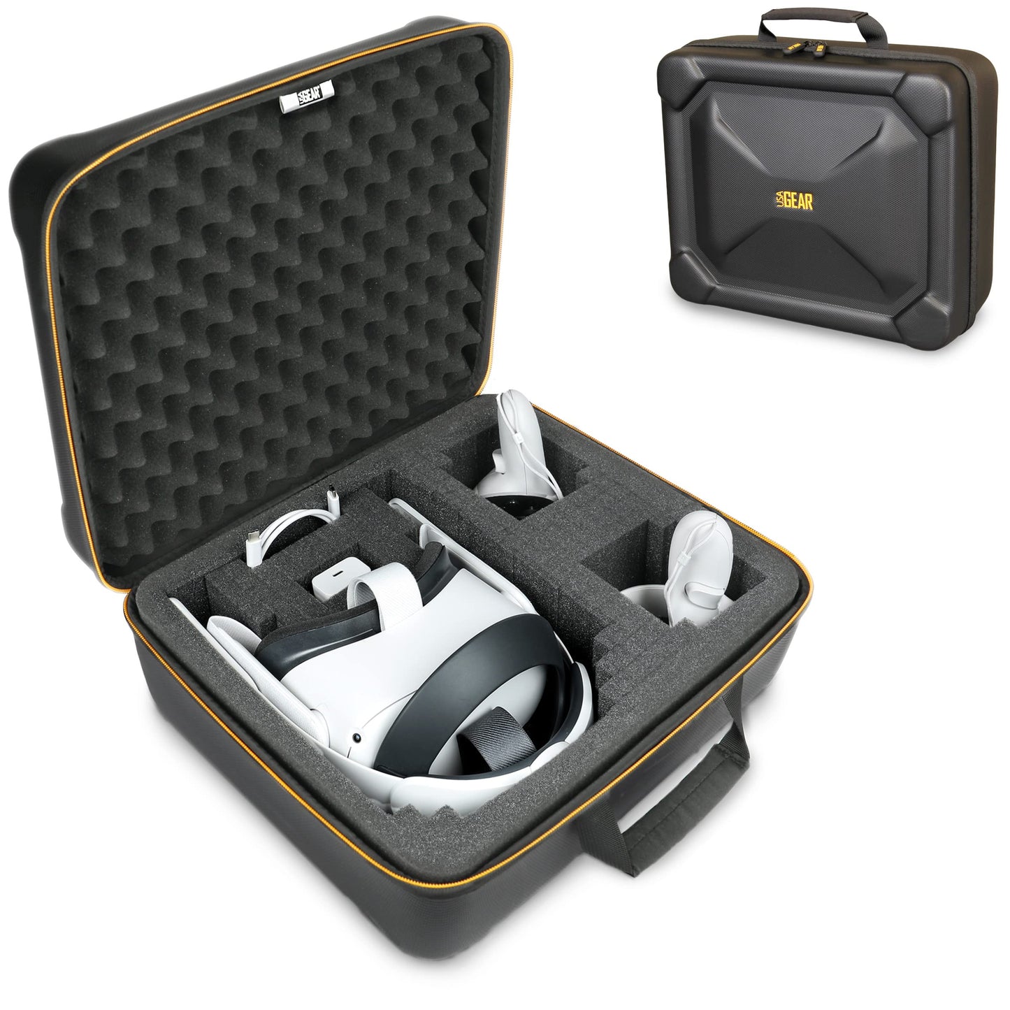 USA Gear VR Headset Case - Virtual Reality Hard Shell Storage Compatible with Meta Quest 3s, Oculus Quest Gaming Headset & More - VR Travel Case