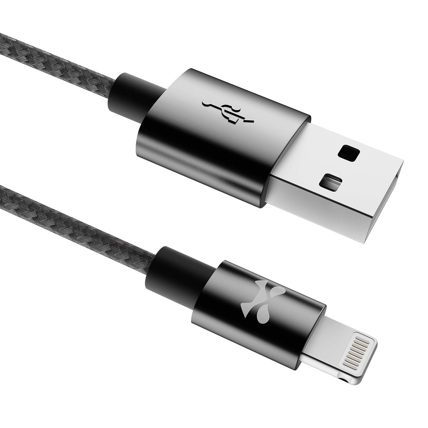 Ghostek NRGline 6FT Lightning Cable MFI Certified Charger Durable Nylon Braided - Black