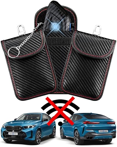 YZHIDIANF Faraday Key Fob Protector (3 Pack), Key Fob Signal Blocker Pouch, Faraday Bags Signal Blocking Security Pouch Anti-Theft Anti-Hacking Car