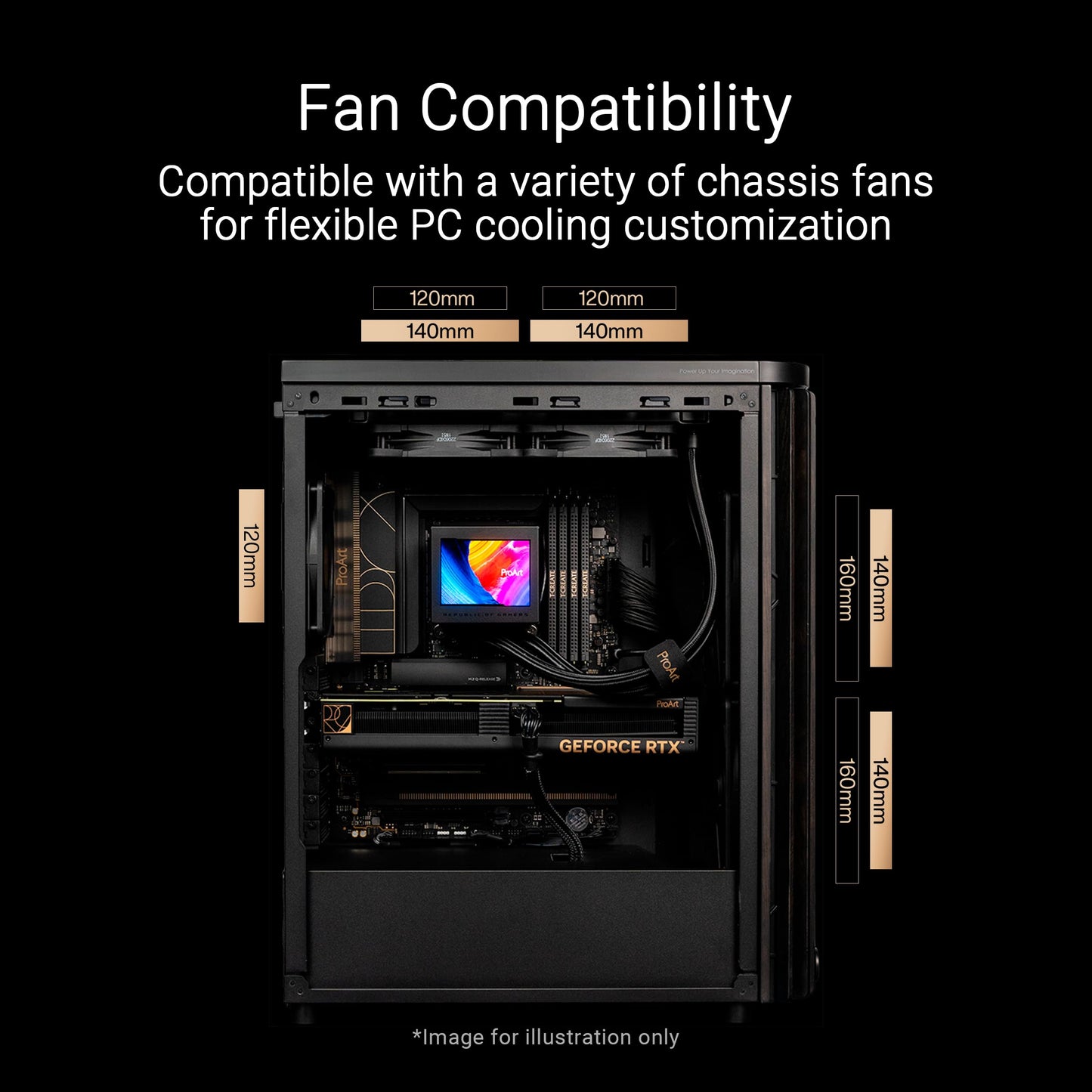 ASUS ProArt PA401 Wood Edition ATX Mid-Tower PC Case - Tempered Glass, FSC-Certified Wooden Front Panel, Dual 160mm Fans, Power & Reset Button Lock