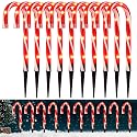 Christmas Candy Cane Pathway Markers Lights, Candy Canes Lights Outdoor, 10 inch Set of 10 Pack Christmas Candy Cane Lights Decorations Yard Candy