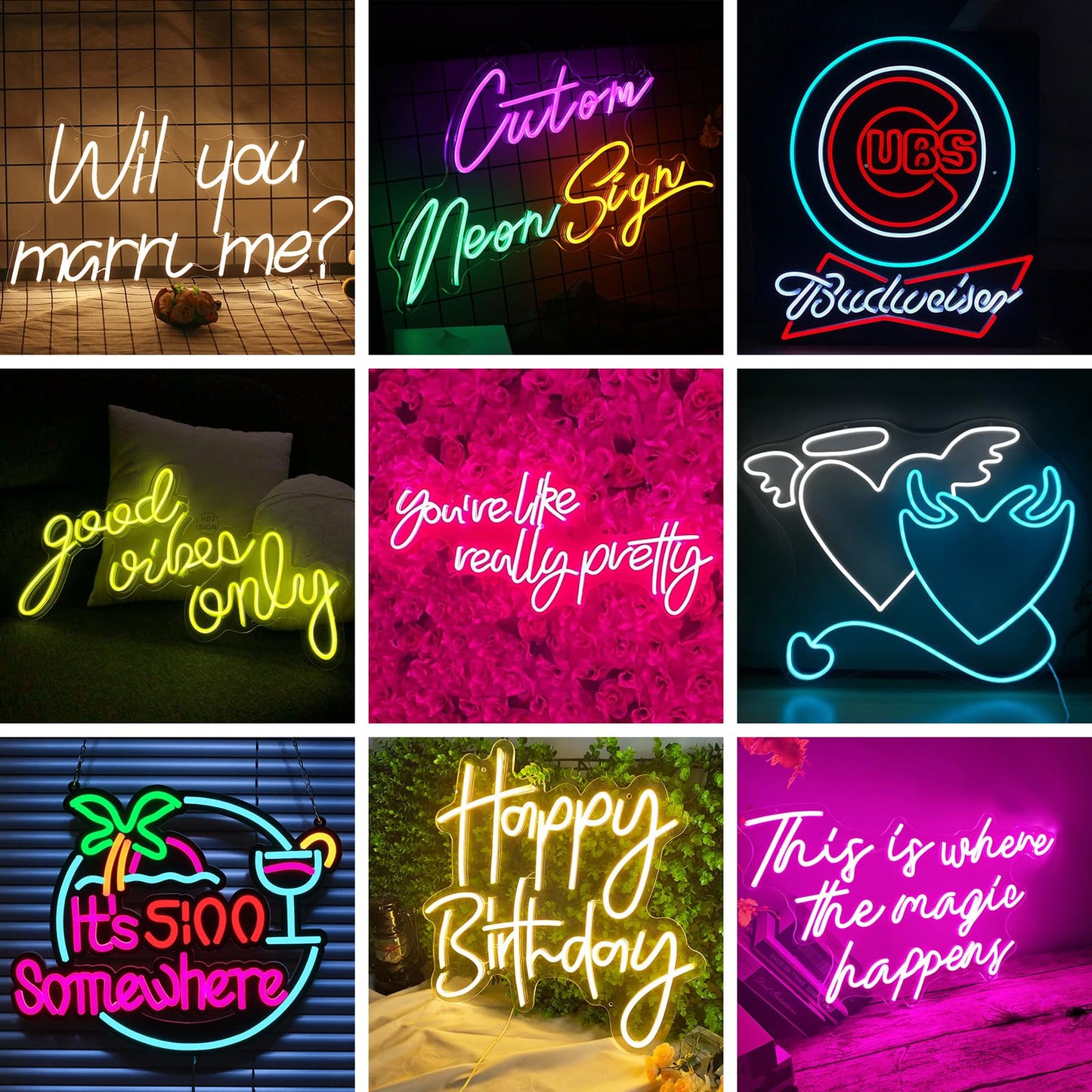 WNAKSEN Custom LED Neon Signs, Personalized Large Led Neon Lights Sign Customizable for Wedding Birthday Party Bedroom Bar Business Salon Shop Name