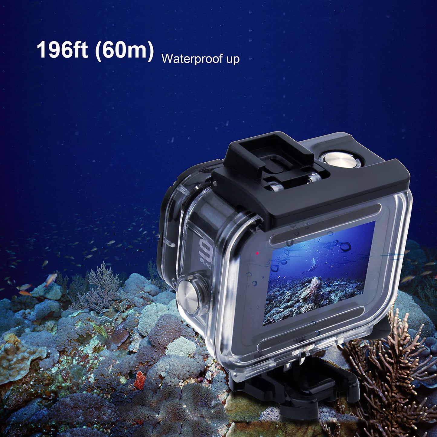 GEPULY Waterproof Case for GoPro Hero 9 10 11 12 13 Black - with 2 Cold Shoe Adapters 60M Underwater Protective Dive Housing Shell Accessories