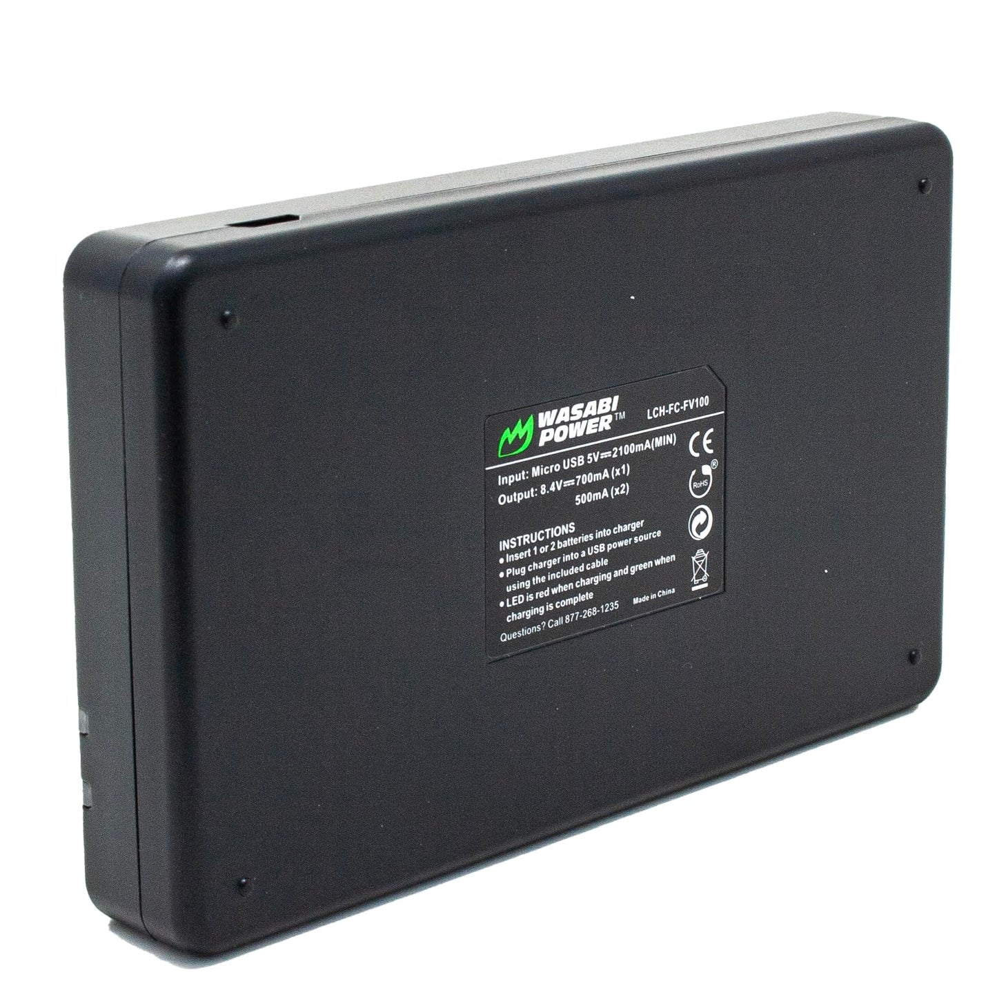 Wasabi Power Battery (2-Pack) and USB Dual Charger Compatible with Sony NP-FV100 and DCR-SR15, DCR-SX45, FDR-AX100, HDR-CX105, HC9, PJ30V, TD20V