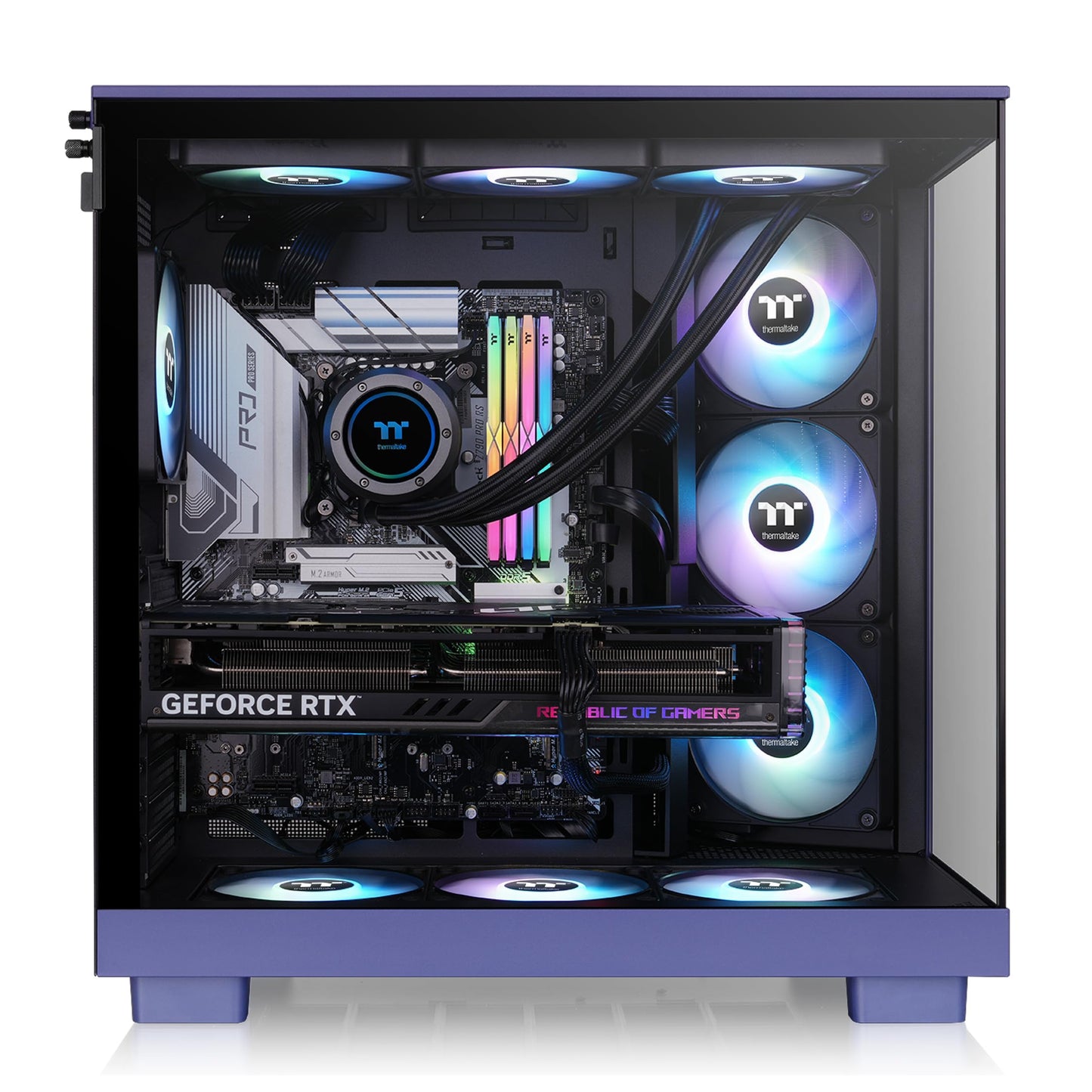 Thermaltake View 380 XL TG ARGB; 4x120mm ARGB Lite Fans Included; 360mm Radiator Support; 420mm GPU Clearance; Hidden Connector Support; Dual Chamber;