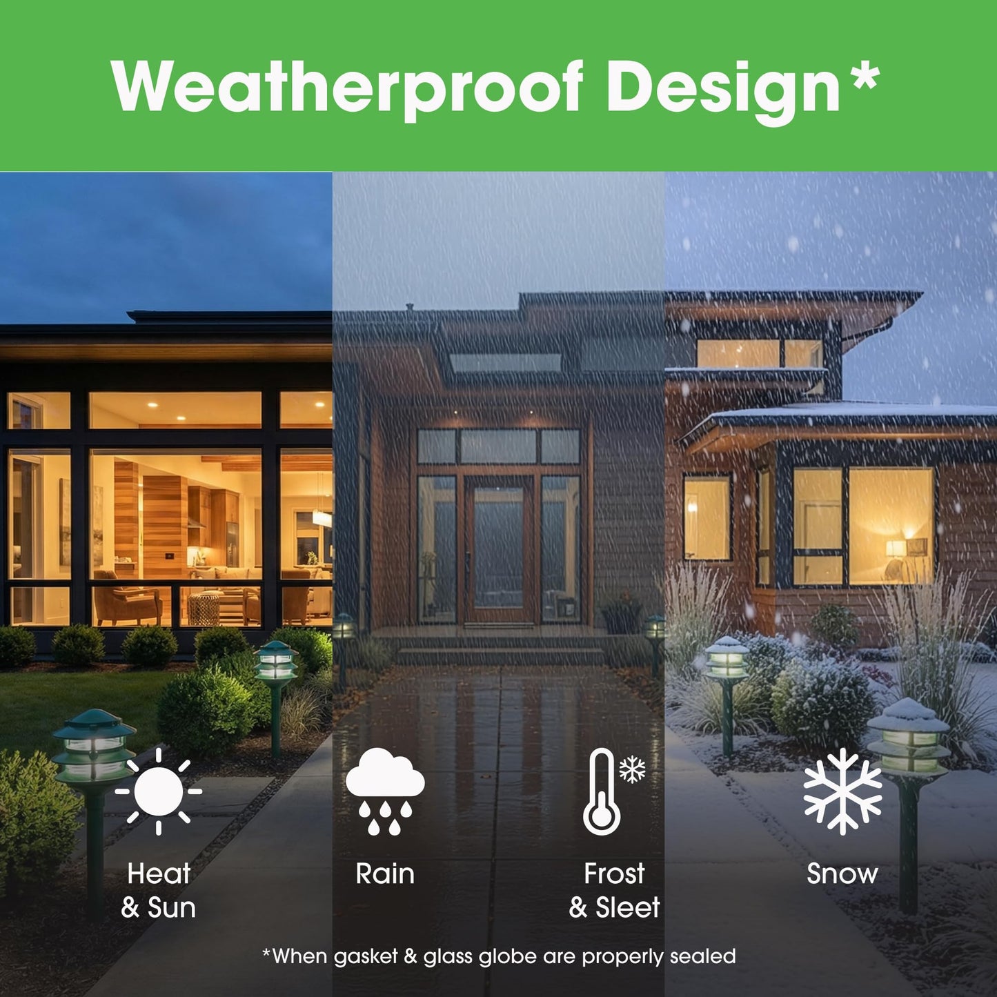 Greenfield Made in the USA Weatherproof Line-Voltage (120V) LED Outdoor Pathway Light - 3-Tier Permanent Outside Light for Walkway, Driveway
