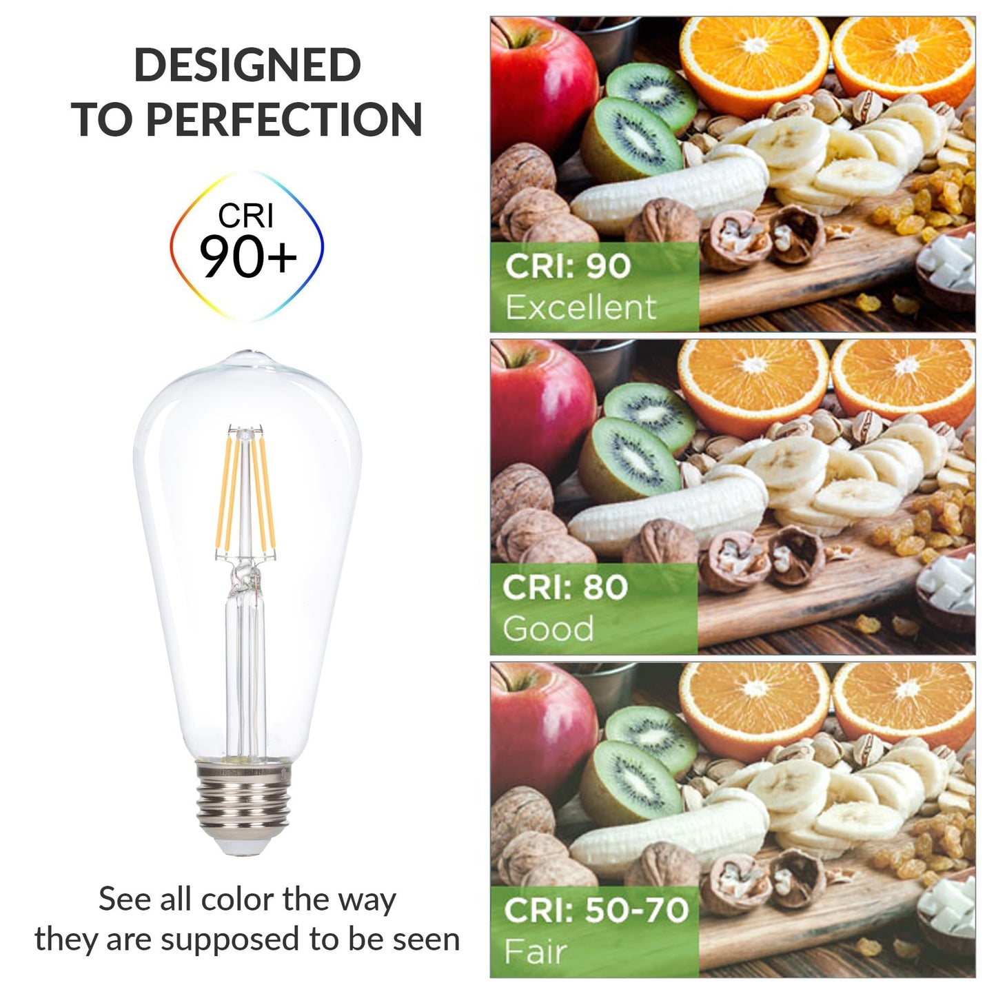 Simba Lighting LED Edison Vintage Filament ST21 4W Bulbs E26, 2700K, 6 Pack