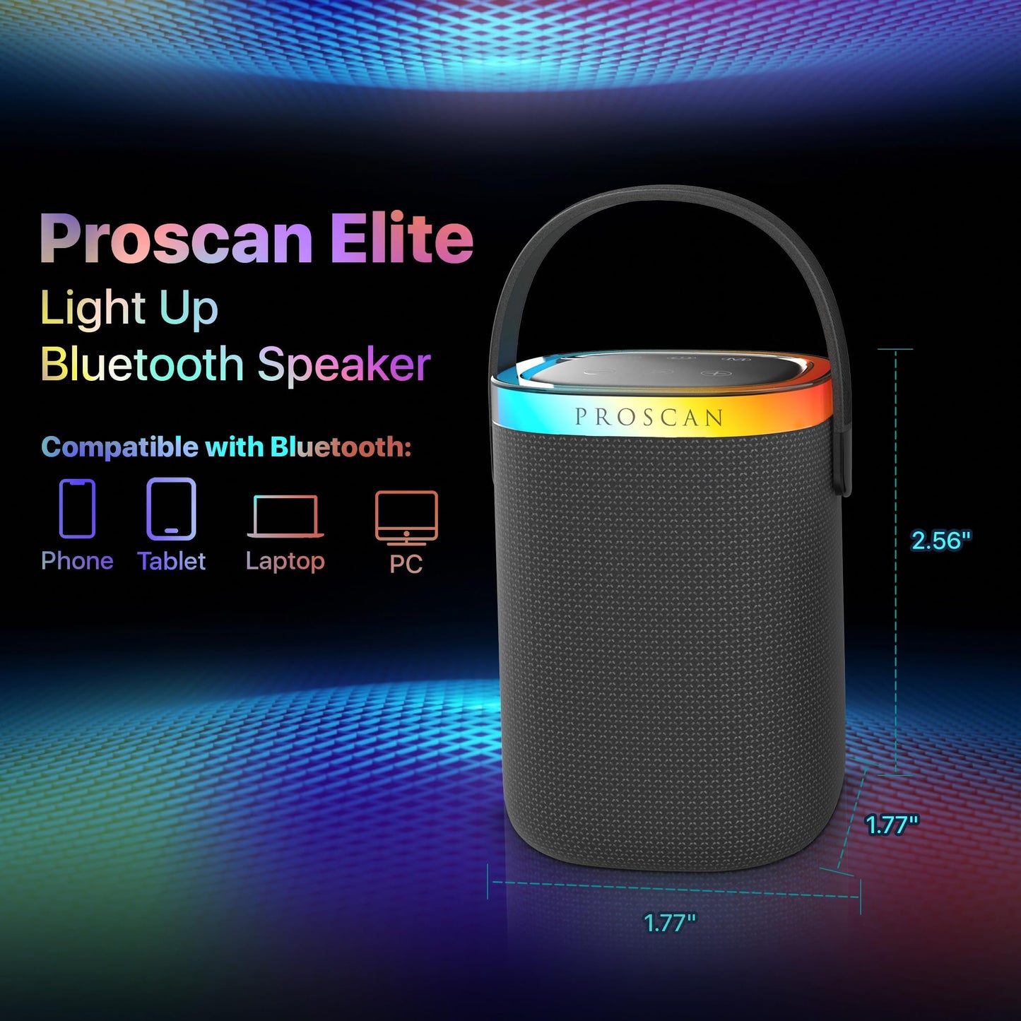 Proscan Elite Light Up Bluetooth Speaker - Small Portable Speaker with Lights | Portable Wireless Speakers | Outdoor Speakers