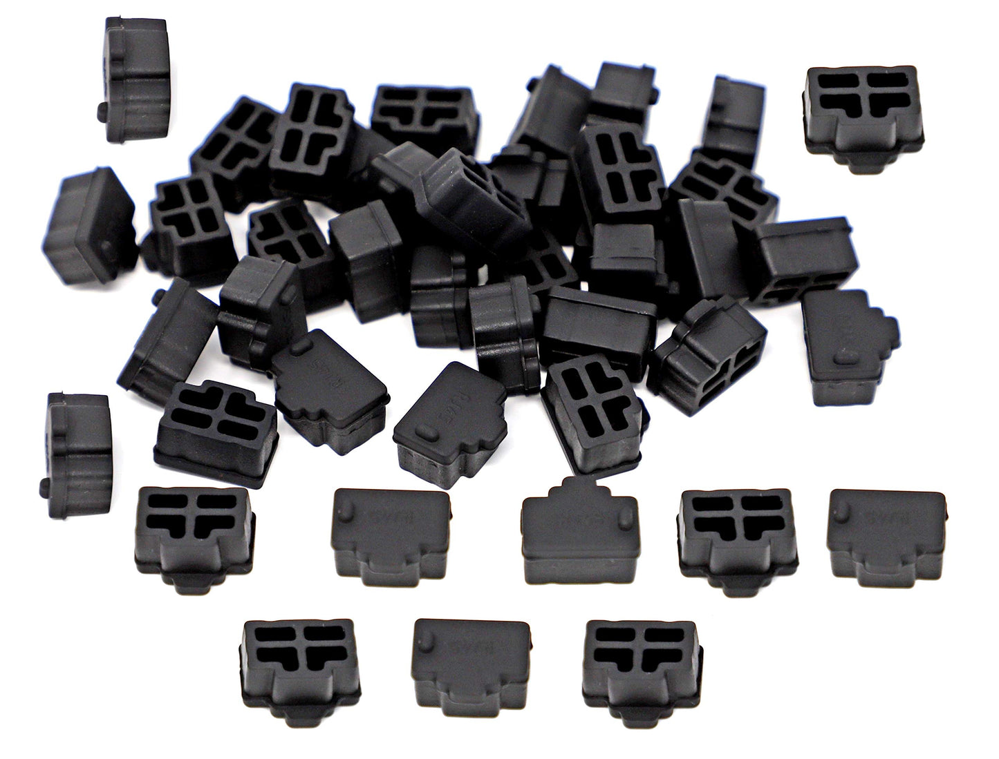 iExcell 200 Pcs Black Ethernet Hub Port RJ45 Anti Dust Cover Cap Protector Plug