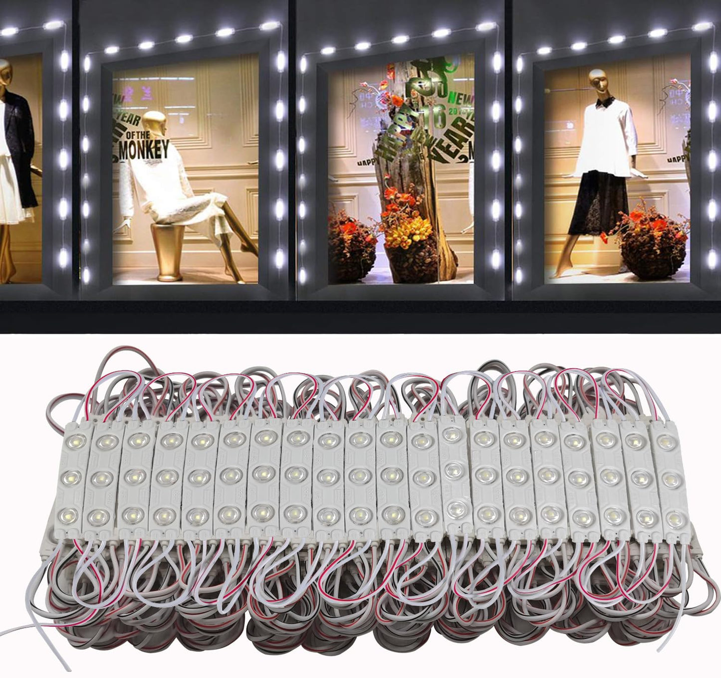 AOOYUANKE Storefront Light 200PCS LED Module for Signs White 6500K 1.2W 12V DC 2835 SMD 3 LED Window Light Waterproof for Letter Advertising Sign