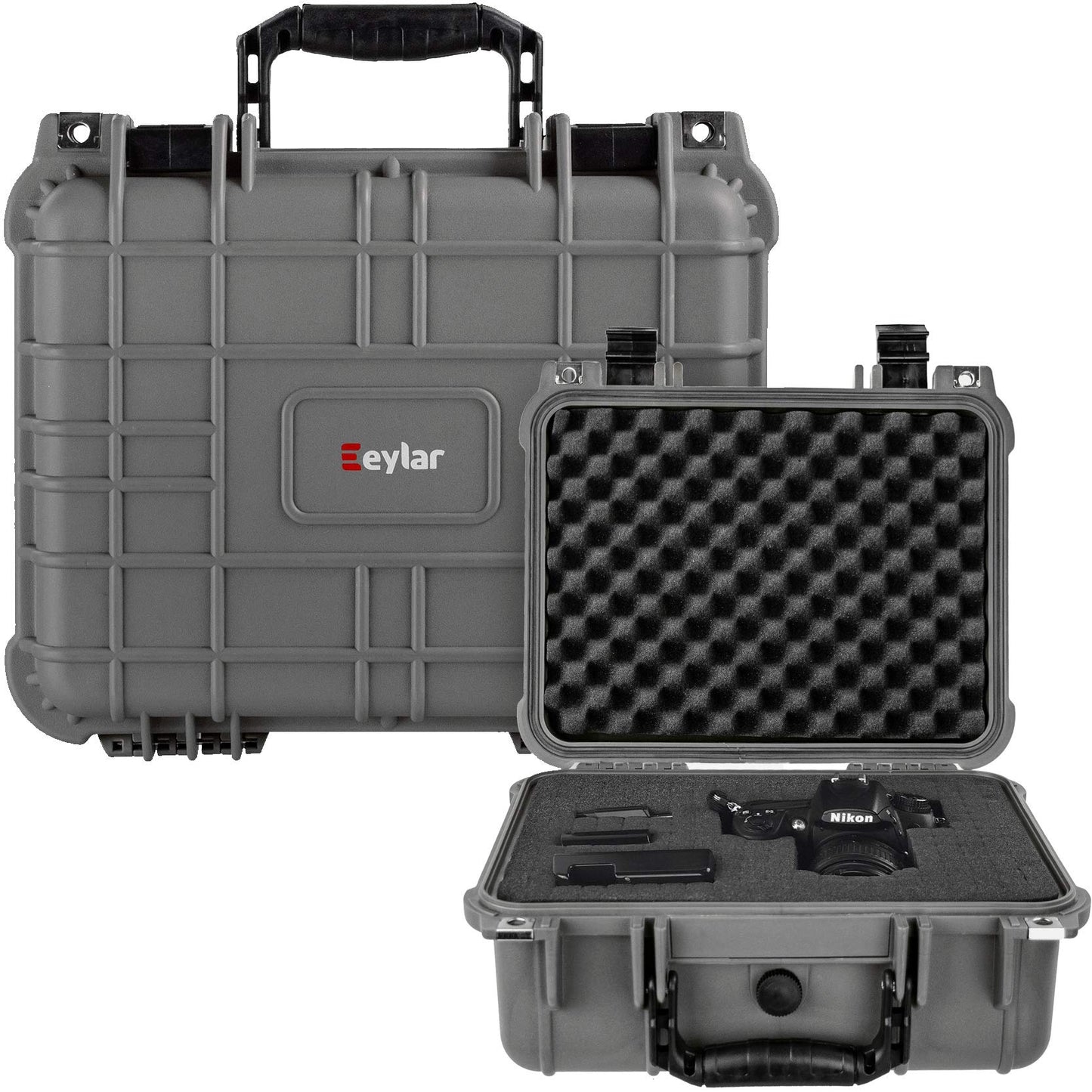 Eylar Protective Gear and Camera Hard Case Water & Shock Proof with Foam 13.37 inch 11.62 inch 6 inch Gray