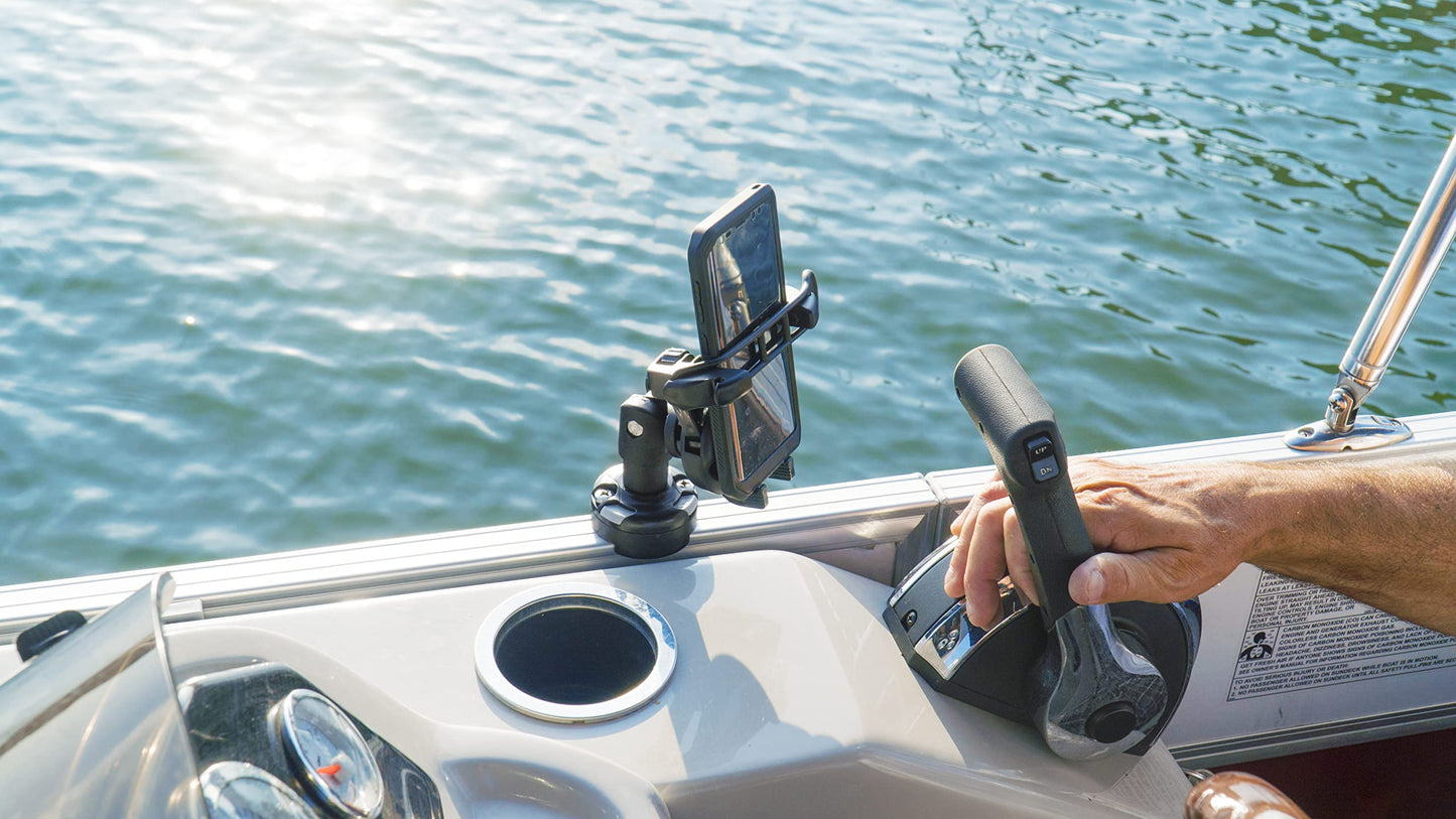 RAILBLAZA Adjustable Mobile Device Mount Holder with High Gripping Power and Rubber Pads for Boat, Kayak, ATV, or Motorcycle