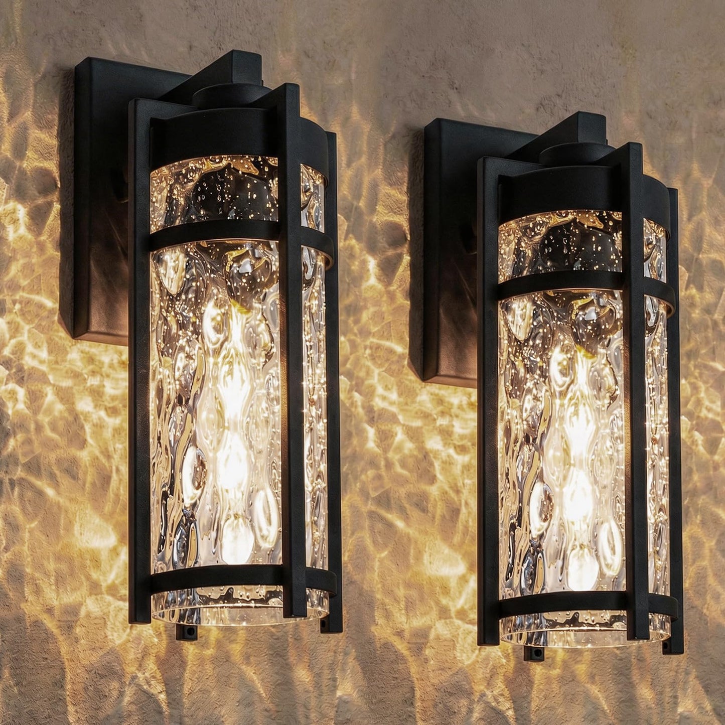 Flynix Outdoor Wall Light Fixtures, Waterproof Front Porch Light, Modern Exterior Lighting with E26 Socket, Wall Sconce Lantern Lamp, Black Outside