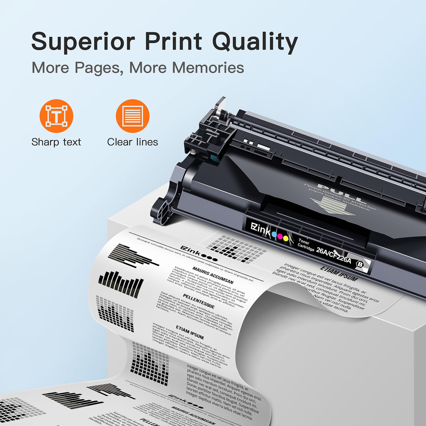 E-Z Ink 26A Black LaserJet Toner Cartridge 4 Pack Compatible Replacement for HP 26A CF226A 26X CF226X Toner use with HP LaserJet Pro M402n M402dn