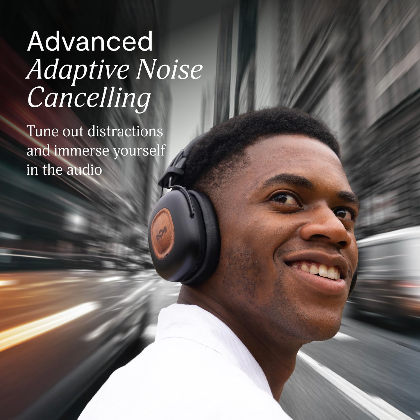 House of Marley Positive Vibration Rebel Wireless ANC Headphones - Over Ear Bluetooth Earphones with Adaptive Noise Cancelling, 130 H Playtime, IPX5…