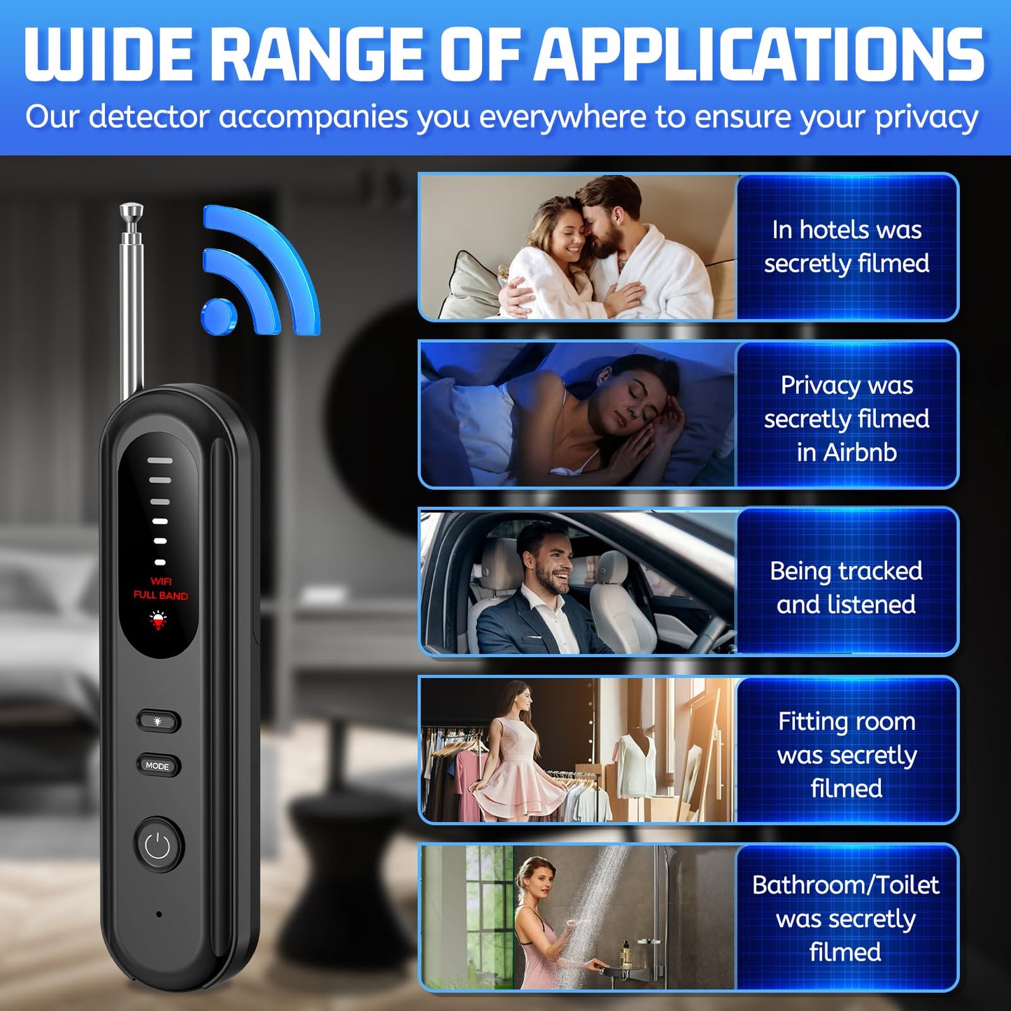 EVESKY Hidden Camera Detector Spy Camera Finder,Bed Bug Hidden Camera Detectors for Hotels,RF Detectors for Travel,GPS Tracking/Tracker Device