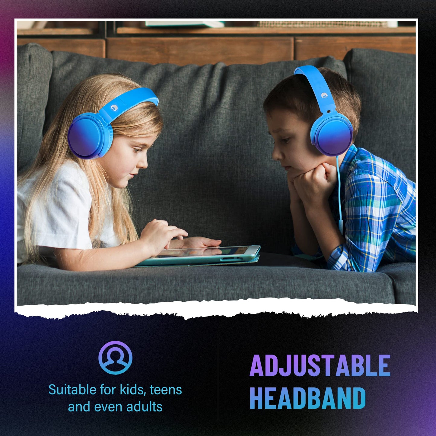 rockpapa Grade Wired Headphones with Microphone, Lightweight Foldable Stereo Bass Headphones with No-Tangle Cord & 3.5mm Jack for Adult/Kids, Laptop