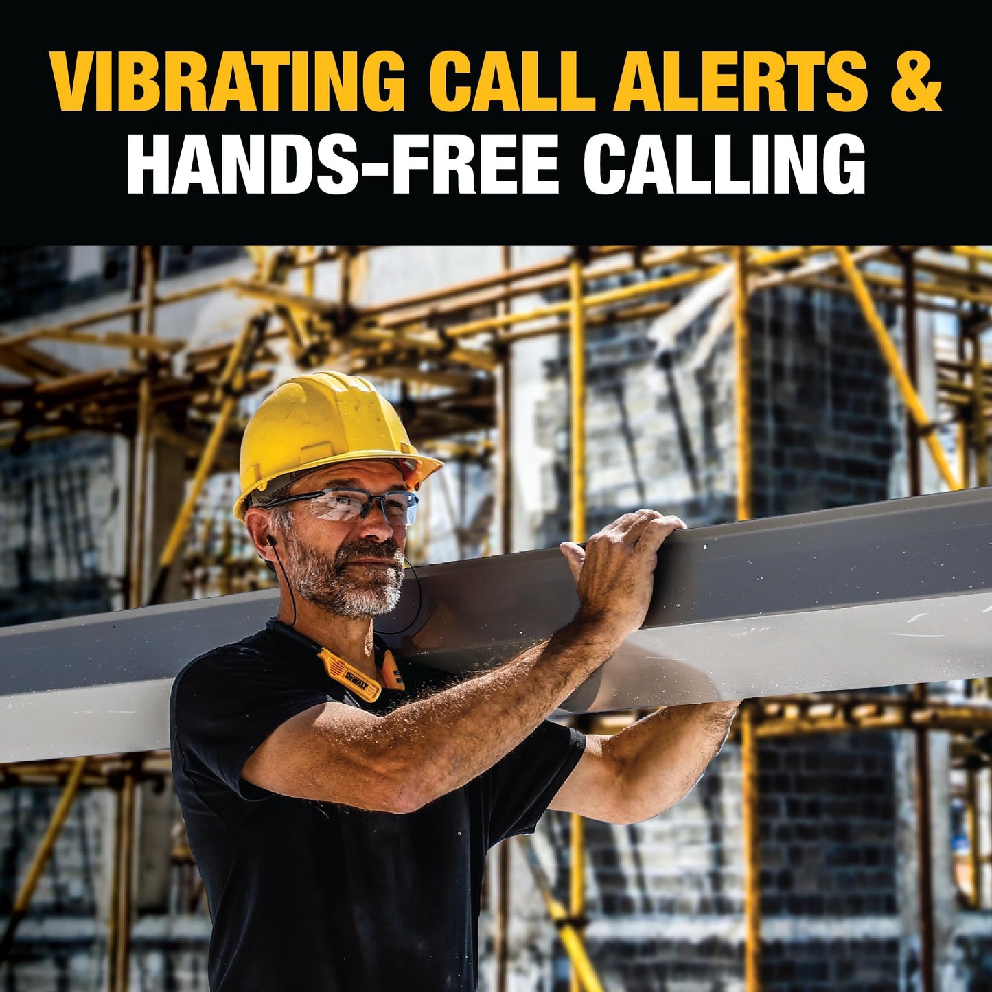 DEWALT Heavy Duty 2-in-1 Neckband Bluetooth Headphones w/Built-in Speakers, Jobsite Wearable Speaker & Around Neck Headphones, Wireless Bluetooth