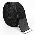 Hook and Loop Straps, 2'' x 16.5', Fastening Cinch Straps with 15 Metal Buckles, Cut to Length, Heavy Duty, Reusable Cable Straps, Cord Straps, 16.5