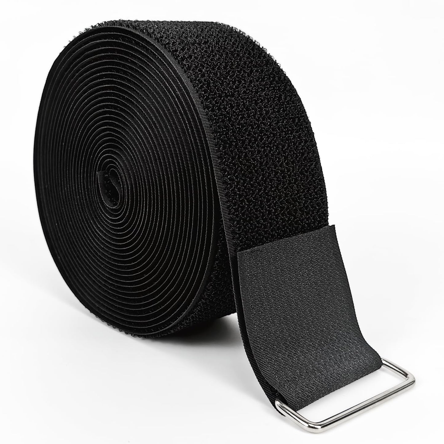 Hook and Loop Straps, 2'' x 16.5', Fastening Cinch Straps with 15 Metal Buckles, Cut to Length, Heavy Duty, Reusable Cable Straps, Cord Straps, 16.5
