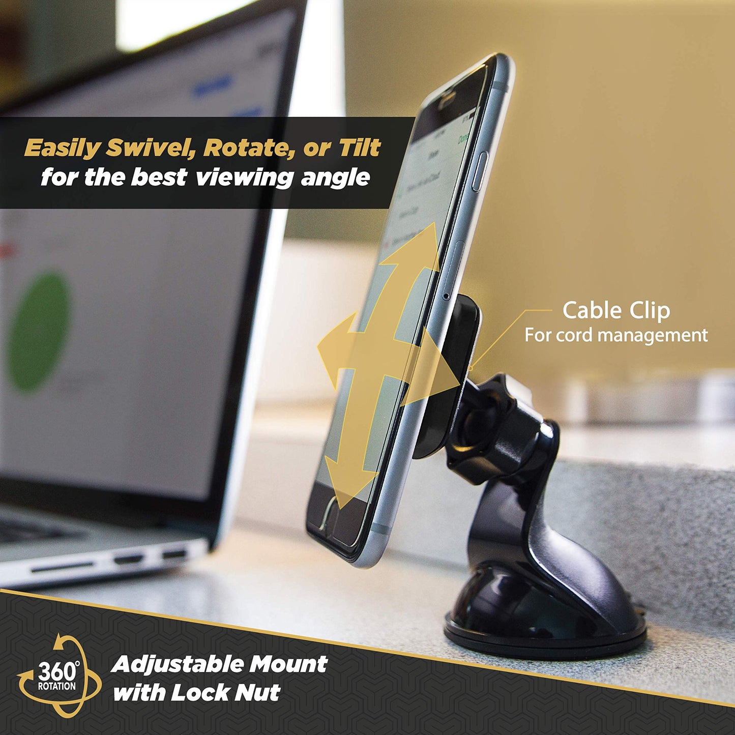 Scosche MAGWSM-2PXCES0 MagicMount Magnetic Suction Cup Phone Mount for Car Windshield/Dashboard, 360° Adjustable Magnet Head, Universal Phone Holder