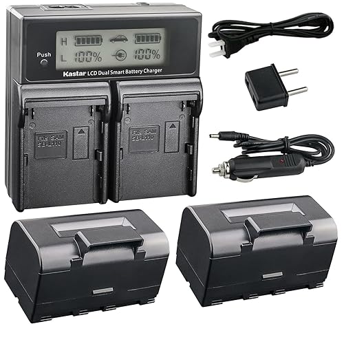 Kastar Battery 2 Pack and LCD Dual Fast Charger for Topcon BT-65Q, Topcon BC-30 BC-30D BT-30, Topcon Total Stations FC-200 FC-2200 FC-2500 GPT-7000i