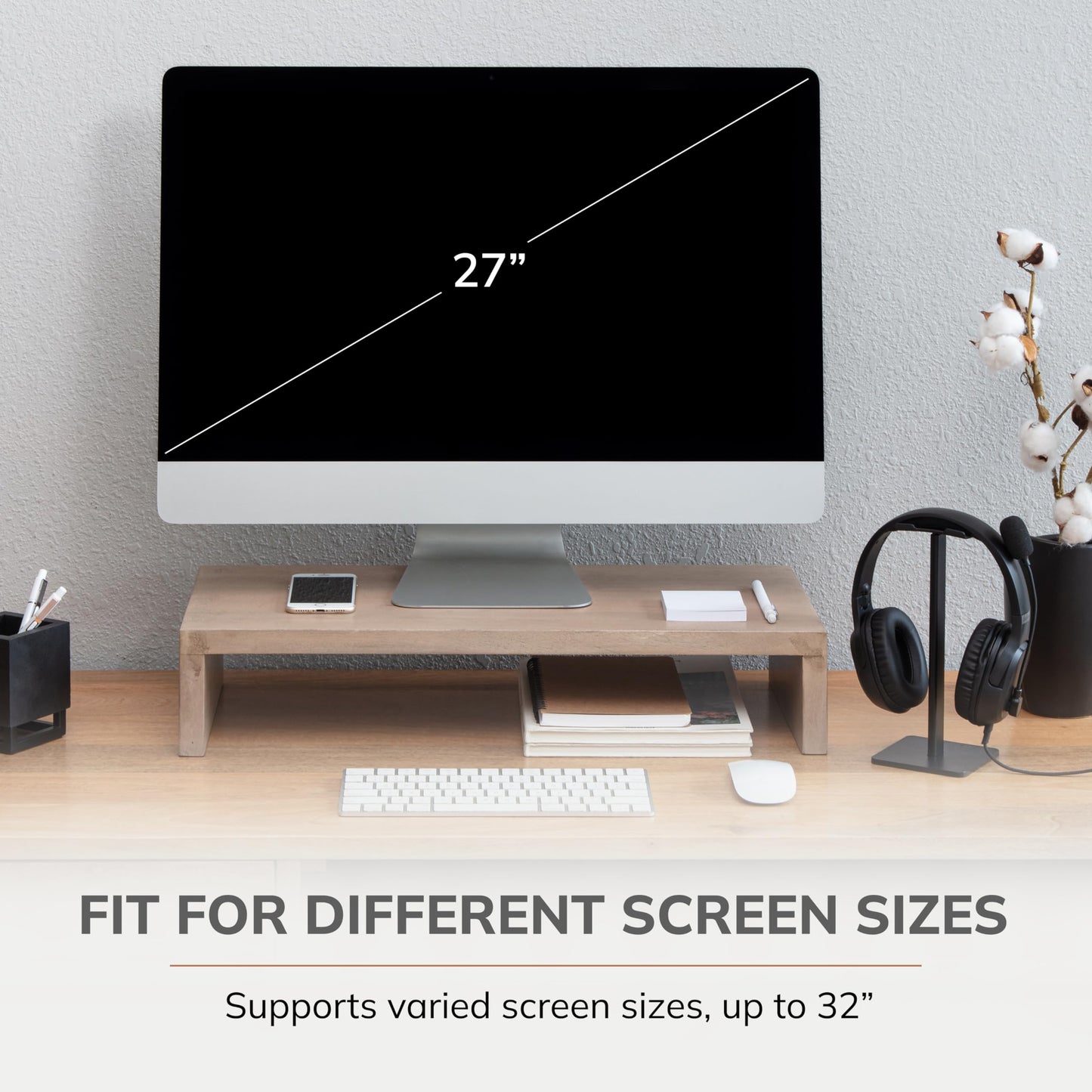 Anji Mountain Wooden Monitor Stand - Elegant Monitor Riser, Perfect Monitor Stand for Desk Organization, Durable Wood Construction monitor stands
